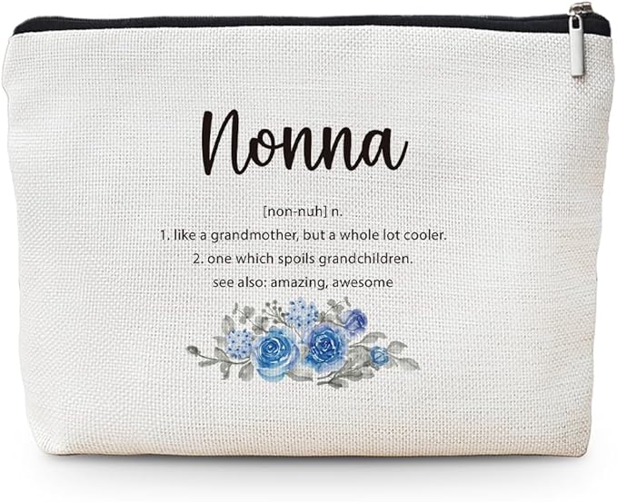MOTERMATE Nonna Gifts Makeup Bag, Best Nonna Gifts for Christmas from Grandkids Cosmetic Bag for Women, Grandma Gift from Granddaughter Grandson Toiletry Bags Zipper Makeup Pouch
