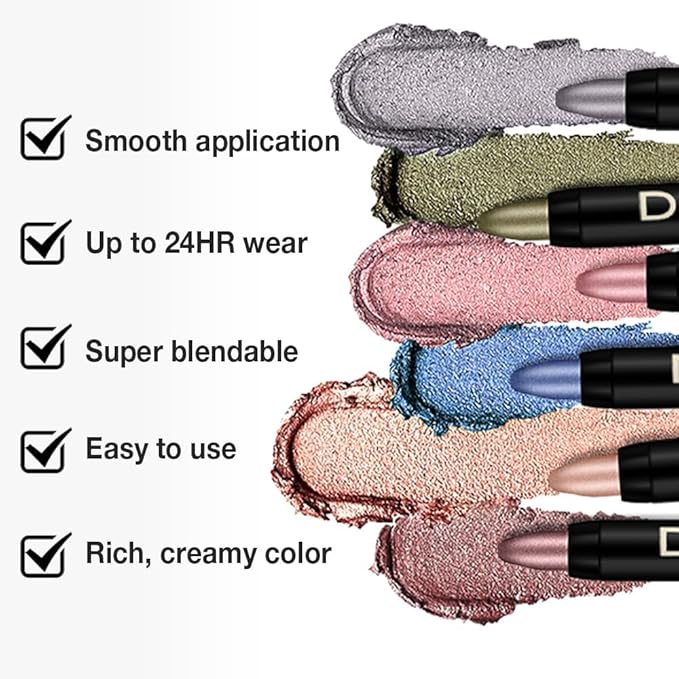 Champagne Silver Shimmer Cream Eye Shadow Stick Makeup for Women, Shimmer Eyeliner Pencil Eyeshadow Brightener Stick for Eyes, Waterproof Eyeshadow Applicator Blendable, sombras para ojos 60#