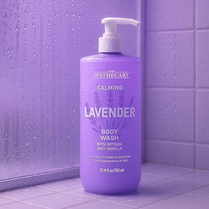 THE SPATHECARY Calming Lavender Body Wash – Relaxing Shower Gel with Natural Lavender Oil – Soothes & Softens Dry, Sensitive Skin – Paraben-Free, Sulfate-Free, Vegan Formula, 25.4oz