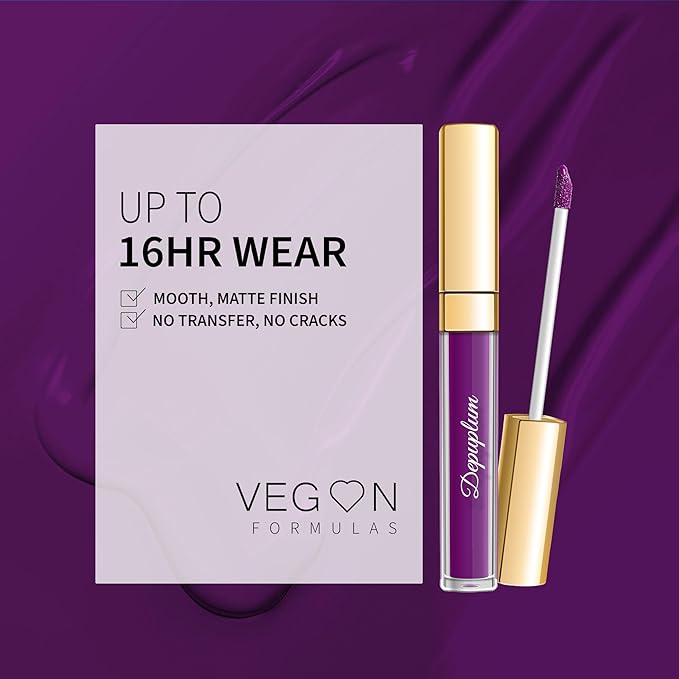 Depuplum 3Pc Matte Liquid Lipsticks for Women Red Lipstick Brown Lisptick Purple Lipstick Cruelty Free Long Lasting Lip Makeup, DM15+22+29
