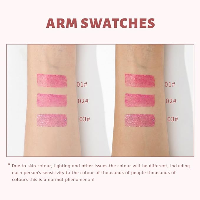 3Pcs Glitter Jelly Lipstick Set, 3 Colors Glossy Glitter