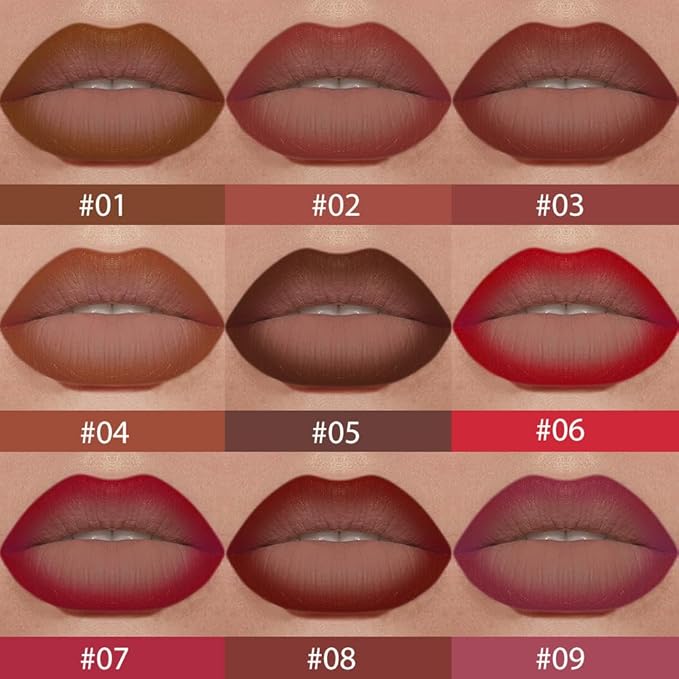 evpct Reddish Brown Gradient Matte Lipstick Lip Liner Crayon Combo Pencil Set for Women Long Lasting Waterproof, Brown Red Matte Cream Lip Liner and Lipstick Combo Makeup Flawless Gradual Ombre Effect