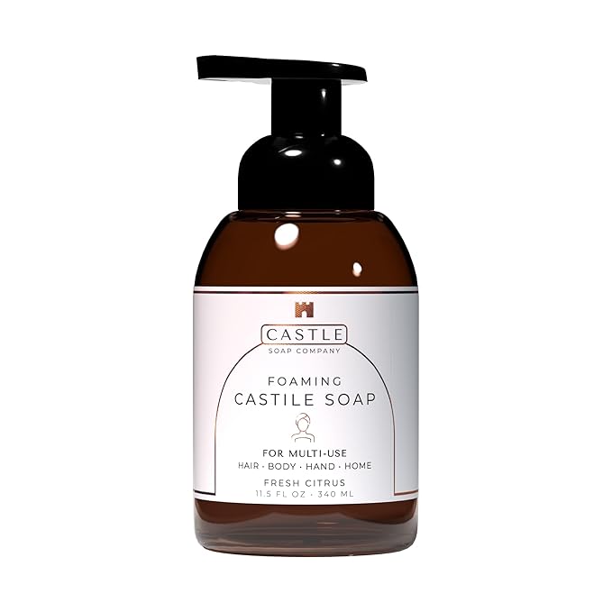 Castle Soap All-Purpose Foaming Castile Soap | Multi-Use Gentle Cleanser for Hair, Body, Hands & Home | Nourishing Coconut Oil Formula | Sensitive Skin Friendly | Hydrating | 11.5 oz | Fresh Citrus
