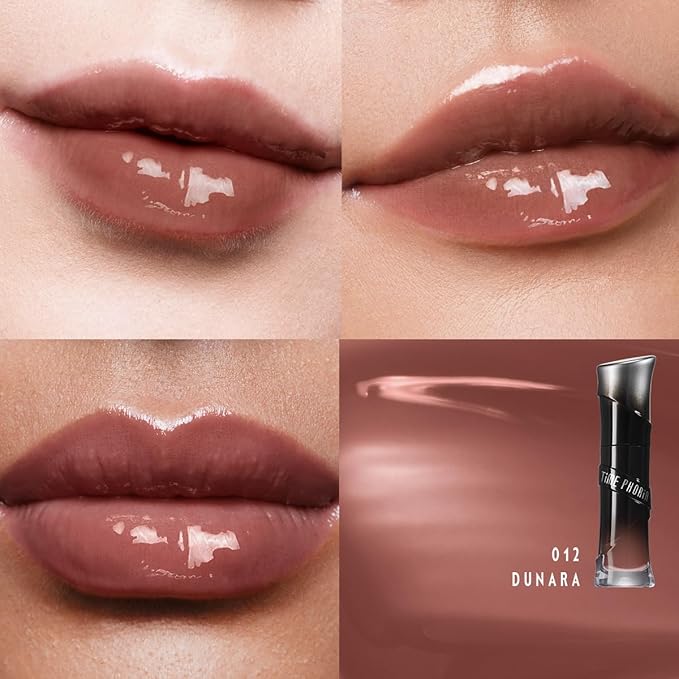Lunara Frost 3D Lip Gloss, 012 Dunara - Deep Brown, High-Shine Glossy Finish, Juicy Pigment Lip Gloss with 3D Plumping Effect, 24H Hydration with Hyaluronic Acid, Non-Sticky Cushiony Gel