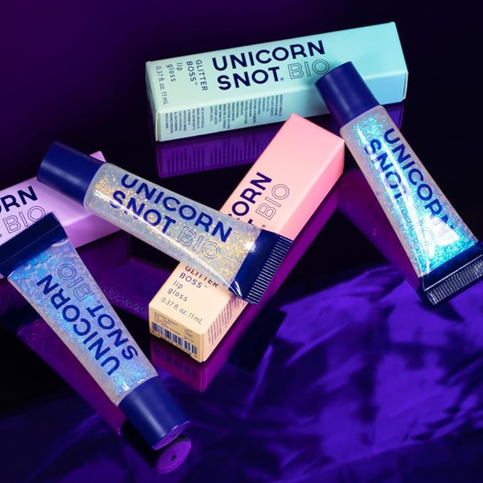 UNICORN SNOT Glitter Lip Gloss - Sparkly Lip Shine - Stocking Stuffers for Women, Gifts for Teen Girls - Vegan & Cruelty-Free Non-Sticky Formula Gloss Glitter Makeup - Opalescent Aqua (Galaxy)