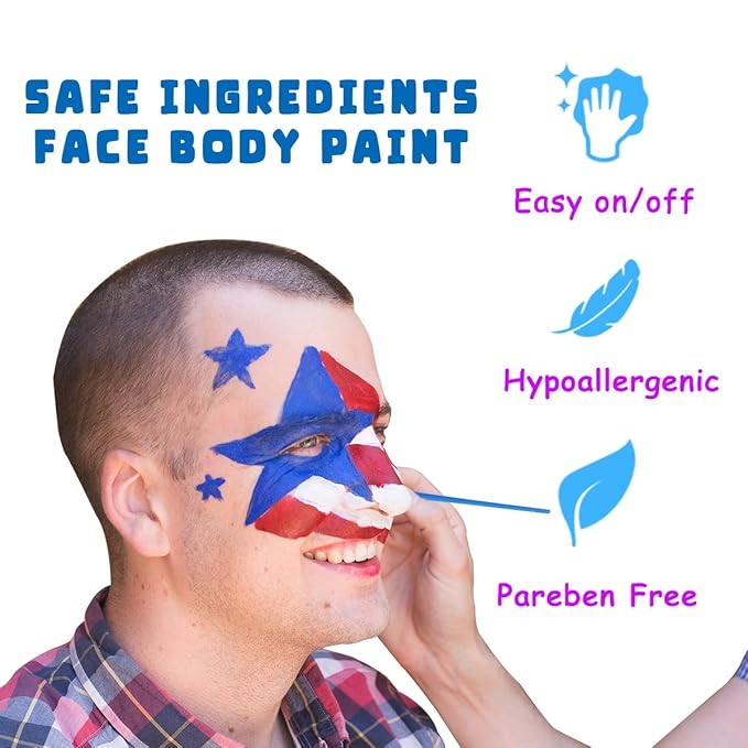 Bowitzki Face and Body Paint 2oz Cream Makeup 60ml Water Based Face Painting Special Effects For Adults Halloween Christmas Party Stage Cosplay (Black+White)