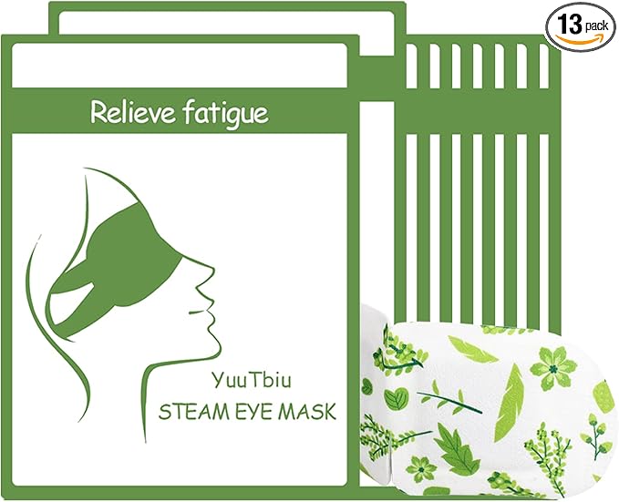 Heated Eye Mask, 13 Packs Disposable Steam Eye Masks for Dry Eyes & Puffy Eyes Relief, Self-Heating Warm Compress for Night Use, Airplane Travel, Eye Strain and Sinus Pressure, Spa at Home