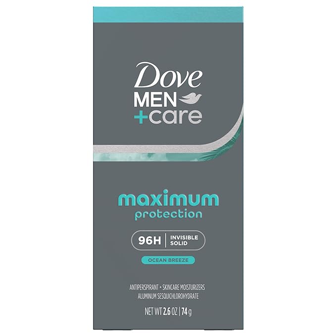 DOVE MEN+CARE Invisible Solid Stick Ocean Breeze Maximum Protection Deodorant For Men 96-Hour Sweat Defense 2.6 oz
