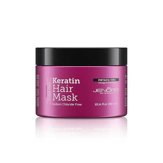 Jenoris Keratin Hair Mask for Dry, Damaged & Frizzy Hair – Deep Conditioning Treatment with Natural Omega 3-6-9 Complex & Pistachio Oil, Salon-Professional, Paraben & SLS Free, 8.45 Fl Oz
