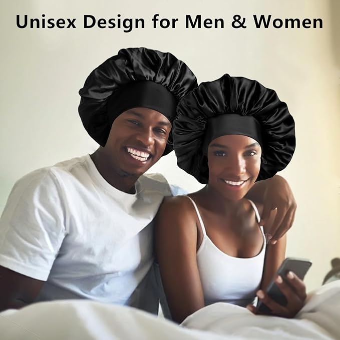 2pcs Bonnets for Men, Double Layer Hair Bonnet Satin Bonnet for Women Curly Hair Braids