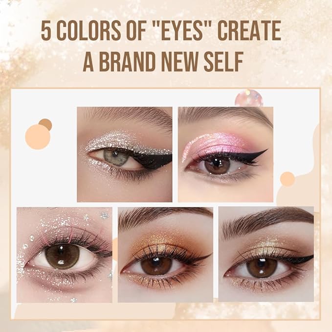 Liquid Glitter Eyeshadow Set, Korean Shimmer Eye Makeup, Waterproof Powder Formula, Quick-Drying, Long Lasting, 0.17 Oz (02#, 1PCS)