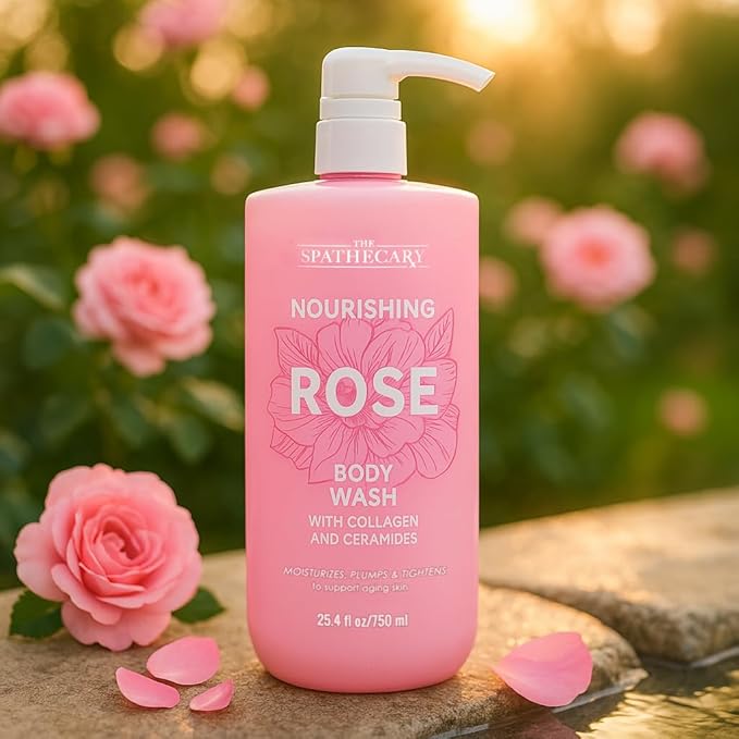 THE SPATHECARY Nourishing Rose Body Wash – With Collagen & Ceramides – Moisturizes, Plumps & Tightens to Support Aging Skin – Paraben-Free, Sulfate-Free, Daily Hydrating Formula, 25.4oz