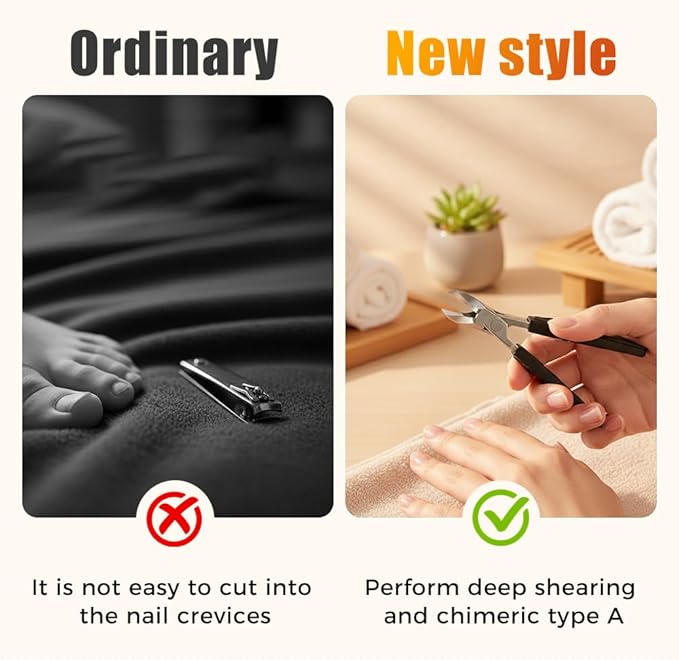 Anti-Splash 25° Slant Edge Nail Clipper 3-Piece Set, Wide Jaw 2026 New Ingrown Nail Clippers Fingernail and Toenail Clippers Clippers, Slanted Nail Clipper for Thick Nails Seniors (Black)