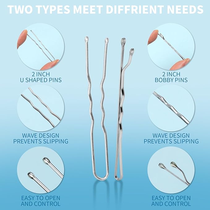 Teenitor Silver Bobby Pins for Gray Hair, Silver Hair Pins, 100Pcs Grey Bobby Pins for Gray Hair 2inch