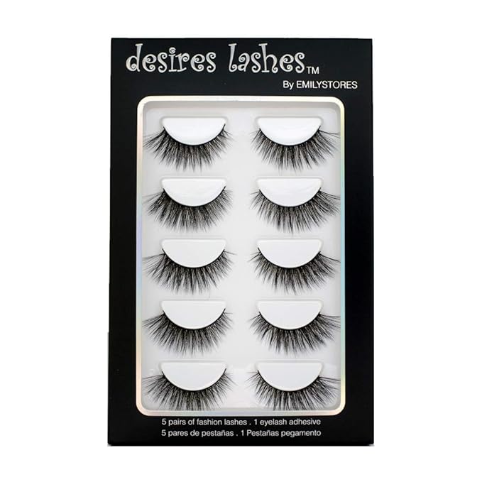 Natural Eyelashes 3D Faux-Mink Lashes Multipack 5Pairs, Natural
