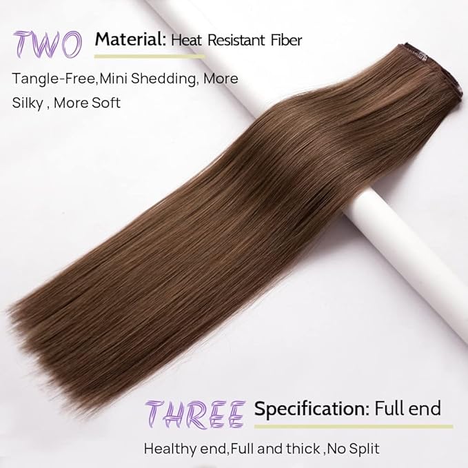 Brown Clip in Hair Extensions Straight Invisible 22" Long Synthetic Thick Clips on Hairpieces for Women 5PCS Black Curly Wavy 18" Girls Blonde Red White Natural Full Head Party Daily Use 5 Oz