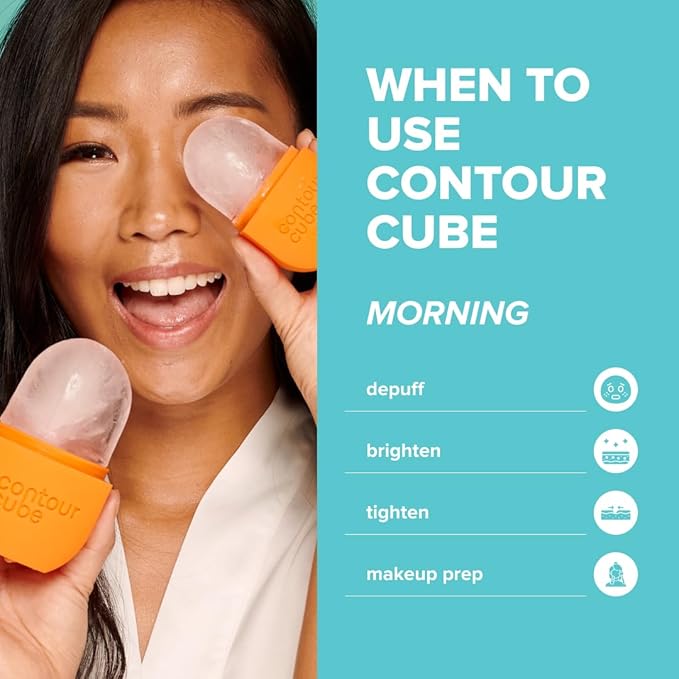Contour Cube Mini - Revolutionary Ice Roller for Sculpting & De-Puffing - Face Ice Roller & Massager - Ice Mold for Face - Compact Skin Care Tools for Daily Skincare & Travel - Peach