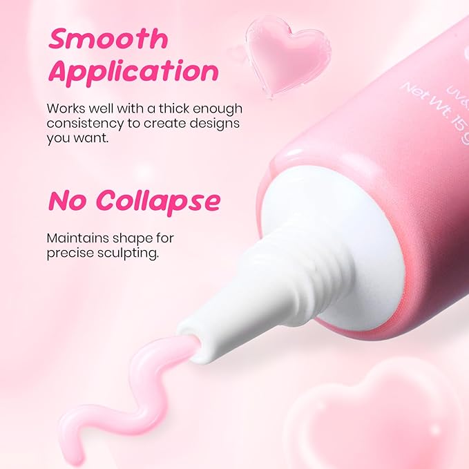 Beetles Valentine’s Limited Pink 3D Nail Sculpting Gel for 3D Gel Nail Art, 15ml Professional Pink Sculpt Gel, No Wipe U V/LED Cure, Easy One-Step Shaping, Pink Nail Gel for DIY Salon Gifts for Women