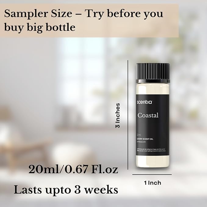 Scentia Coastal Fragrance Oil Inspired by a 5‑Star Iconic Retreat - Lemon Bergamot & Sea Breeze Scent – 20 mL Aromatherapy Diffuser Oil for Ultrasonic & Waterless Diffusers, Made in USA