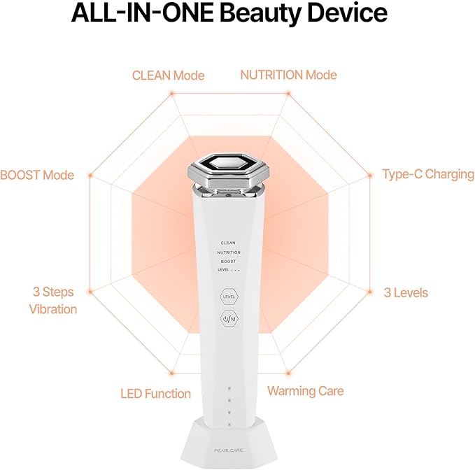 PEARLCARE Facial Massager, Anti Aging Face and Neck Massage Tool for Skin Care (White)