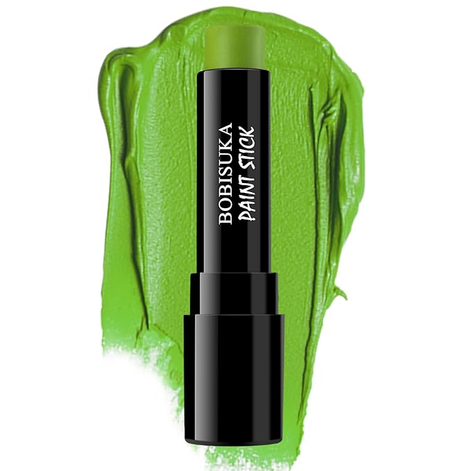 BOBISUKA Green Face Paint Stick, Full Coverage Face Painting for Adults Children – Sweatproof Waterproof Body Paint for Halloween Cosplay SFX
