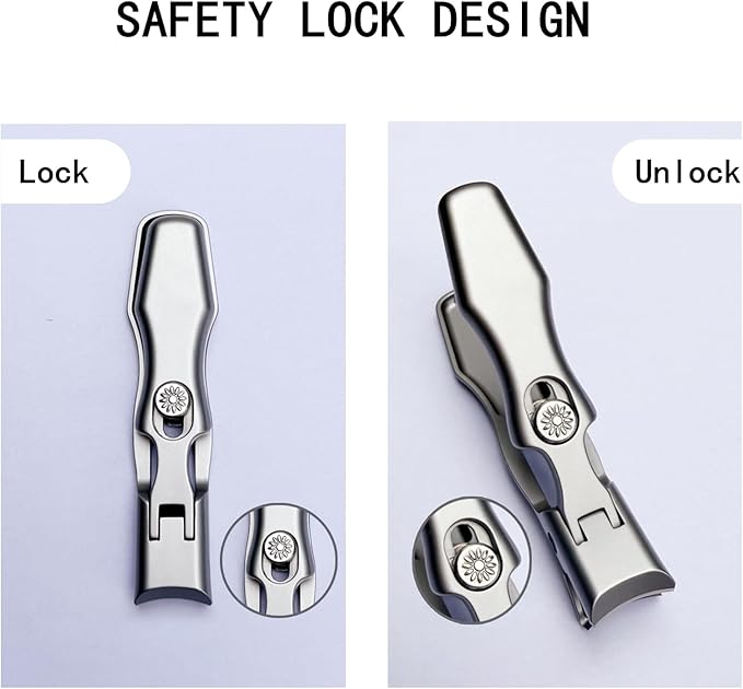 German Nail Clippers for Men, Women & Seniors with Thick Nails - Heavy Duty Ultra Sharp Stainless Steel Clippers with Wide Jaw, Anti-Splash Design, Safety Lock and Catcher