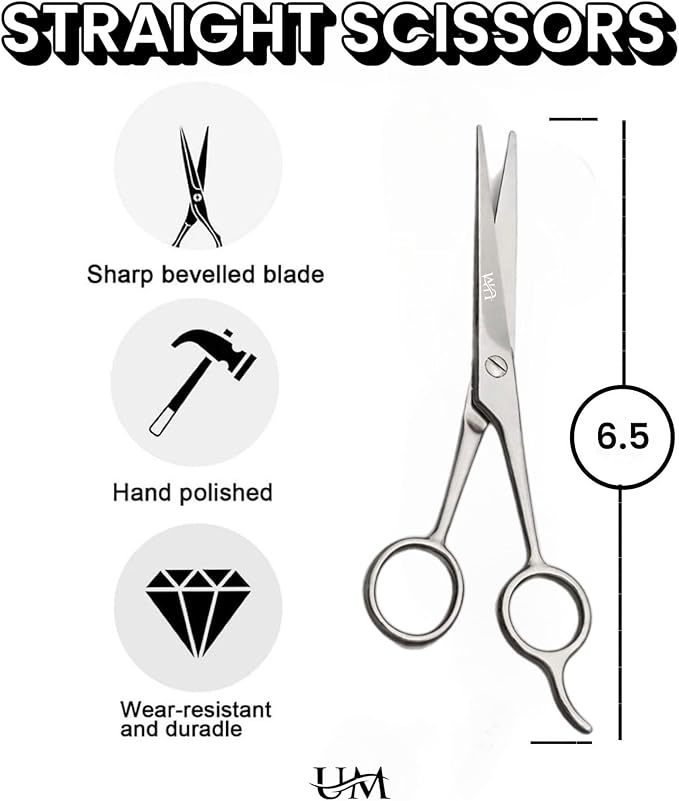 UM Supplies Scissors 6.5 | Premium Barber Shears For Hair Cutting | Multiple Purpose Cutting Scissors | Haircut Scissors For Salon I Women | Mens | kids I Pets