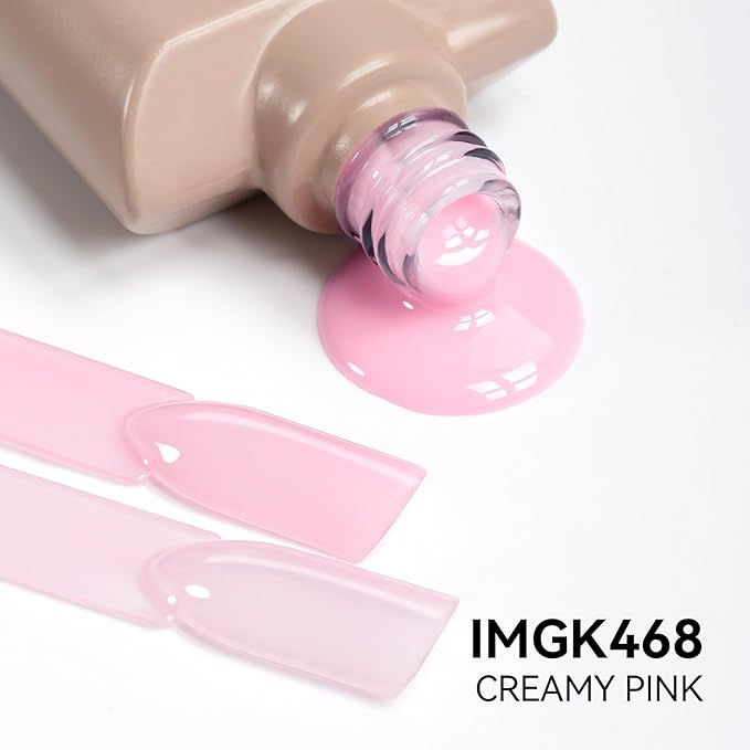 MAYCHAO 15ML Jelly Creamy Pink Gel Nail Polish 1Pc Milky Pink Gel Polish Soak Off UV LED Translucent Nail Polish Nail Art Starter Manicure Salon DIY at Home, 0.5 OZ