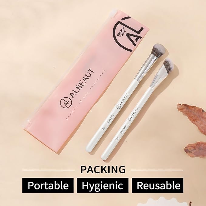Albeaut Concealer Makeup Brushes Set, Angled Under Eye Brightening Brushes for Liquid, Cream, Stick Concealer Foundation Nose Contour Eyeshadow Blending (189193)