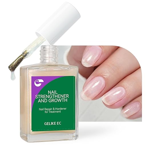 gelike ec Nail Hardener and Strengthener Polish: Glittering Pearl Ridge Filler for Peeling and Weak Nails Fast Dry Nail Growth Treatment Long Lasting Glossy for Women Home DIY