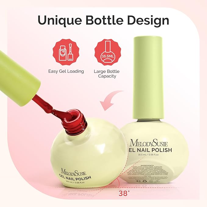 MelodySusie Highly Pigmented Gel Nail Polish Set,10 Classic Nude Colors with 2 Top & Base Coat, TPO & HEMA Free Plant-Based Formula, 16.5ml Tilt-and-Stand Bottle, Gift for Nail Art at Home