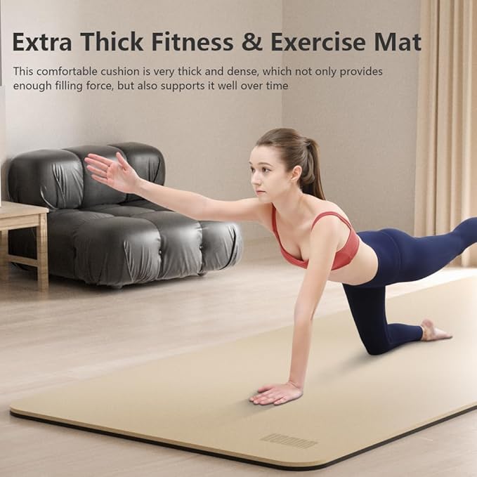 Wide Yoga Mat-80cm Non Slip Extra Thick 1/3'' Fitness Exercise Mat TPE Material High Resiliency Hot Yoga Mats(72“L x 32"W) With Carry Strap for Women Yoga Pilates, Home Floor Workout