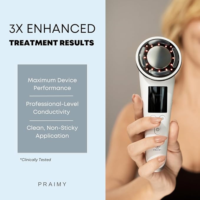 PRAIMY Glow Rose Conductive Gel – Premium Microcurrent, RF & EMS Gel with Hyaluronic Acid, Collagen & Vitamin C – Luxury Skincare Primer for Beauty Devices, 3.3 fl oz Pump