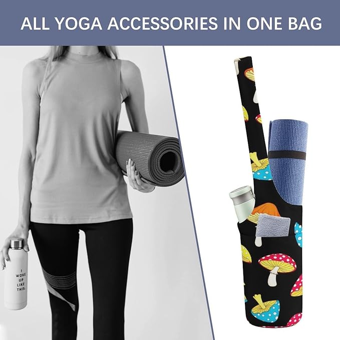 Yoga Mat Bag for Women, Stylish Yoga Mat Tote Sling Carrier Bag, Long Strap Exercise Mats Totes Sport Storage Bag
