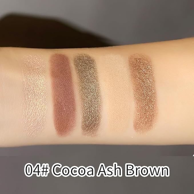 5 Colors Neutral Nude Matte & Shimmer Eyeshadow Palette, Neutral-Warm Rose Brown Beige Bronze Mattes Glitter Eye Shadow Contour Makeup Palette for Mature Women, Blue Green Eyes, Daily Natural Makeup
