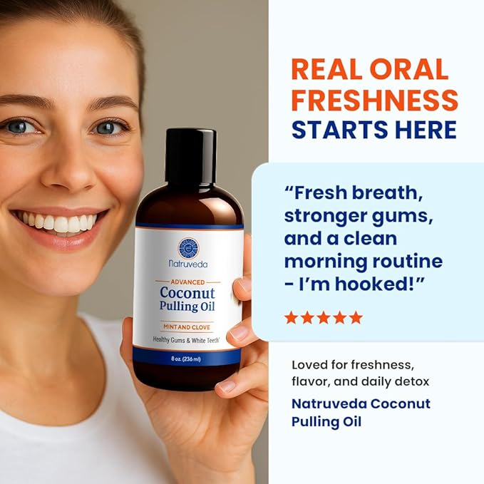Coconut Oil Pulling Mouthwash – 3 Pack, 8 oz Each, Cocomint Flavor, Organic Ayurvedic Oral Rinse, Natural Mouthwash for Teeth and Gums, Coconut Pulling Oil for Daily Oil Pulling