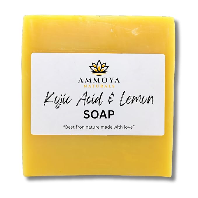 Ammoya Naturals Revitalizing Lemon Soap – Kojic & Turmeric Goat Milk Soap Bar with Essential Oils – Gentle Cleanser for Radiant, Glowing Skin, 4 oz