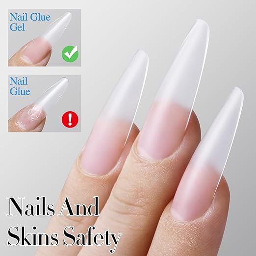 Double Rhythm 2 Pcs 0.5Oz Nail Glue Gel Set for False Acrylic Nail Tips and Press on Nails Gel Nail Polish Kit Nail Art Salon DIY Lamp Needed (Glue Clear)