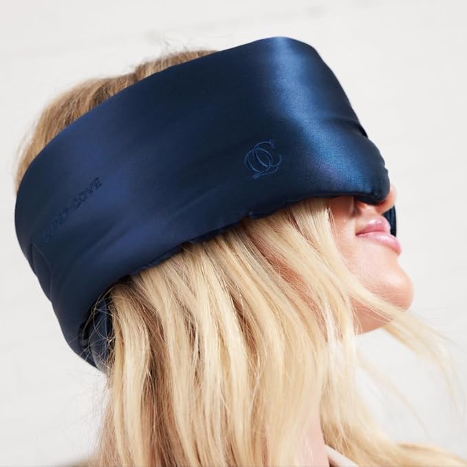 3D Silk Sleep Mask in Gift Box, Sleep Longer in Total Darkness and Comfort. Total Blackout Liner Blocks Light, Lightweight, 100% Silk 22 Momme, Foam Countour Does Not Crush Eyelashes (Noble Blue)
