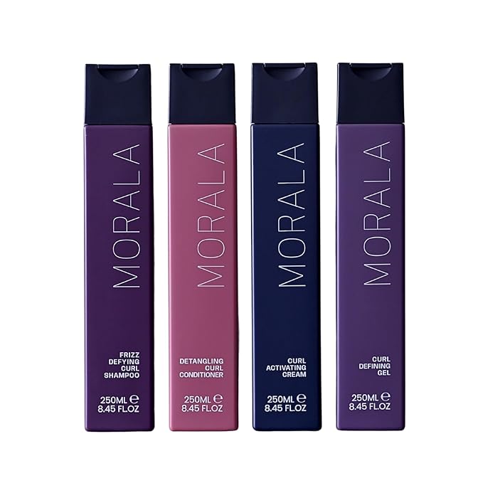 MORALA Curl Restoration Bundle, 4 x 8.45fl.oz Full Sizes in Gift Box, Curl Enhancing Set with Frizz Defying Shampoo, Detangling Conditioner, Curl Activator Cream and Defining Gel