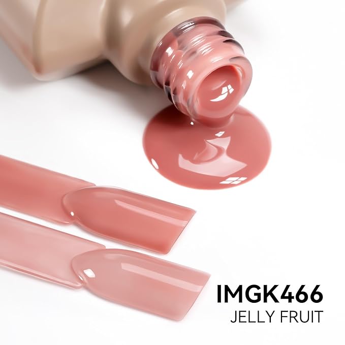 MAYCHAO 15ML Jelly Fruit Gel Nail Polish 1Pc Transparent Fruit Pink Gel Polish Soak Off UV LED Translucent Nail Polish Nail Art Starter Manicure Salon DIY at Home, 0.5 OZ
