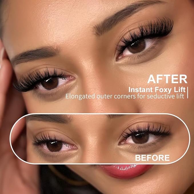 Fox Eye Lashes Wispy False Eyelashes 18mm Volume Faux Mink Lashes Soft Fake Lash Strips by Kiromiro, 7 Pairs