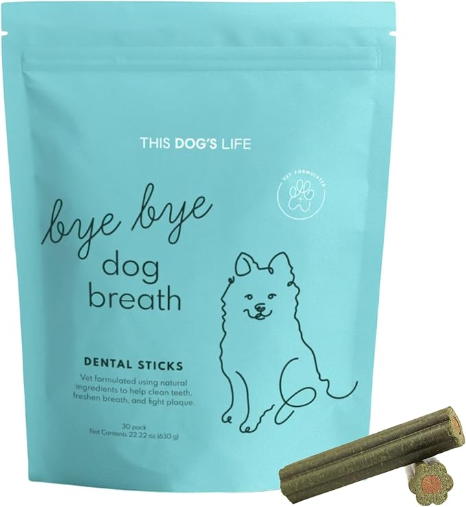 Dental Chews for Dogs – Scrapes Plaque, Freshens Breath, Fights Tartar – Dual-Layered Dog Dental Treats with Probiotics – Vet Formulated with 16 Active Ingredients – All Dog Sizes – Made in The USA