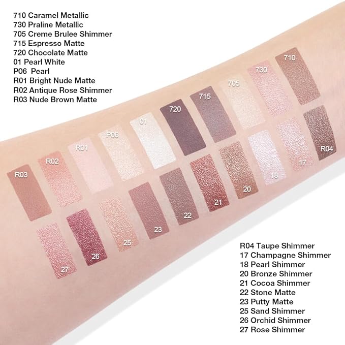 Single Cream Eye Shadow,Silver Purity Shimmer Glitter Natural Nude Monochrome Eyeshadow Palette,Waterproof,Long Lasting Naturing-Looking,Vegan & Cruelty-Free,P06