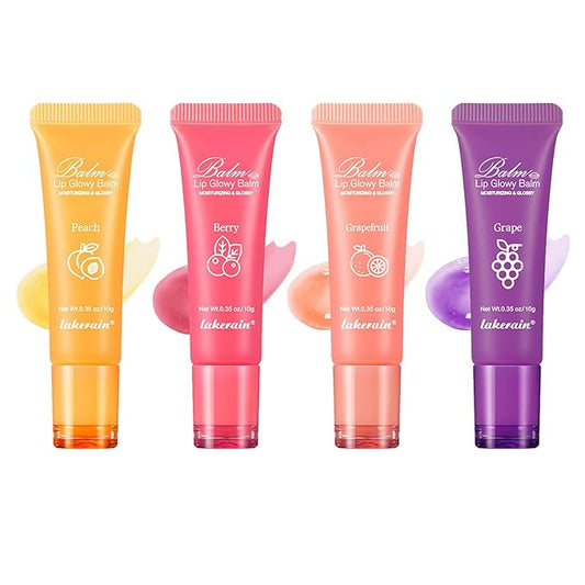 Lip Glowy Balm,4 Pack Fruit Glowy Lips