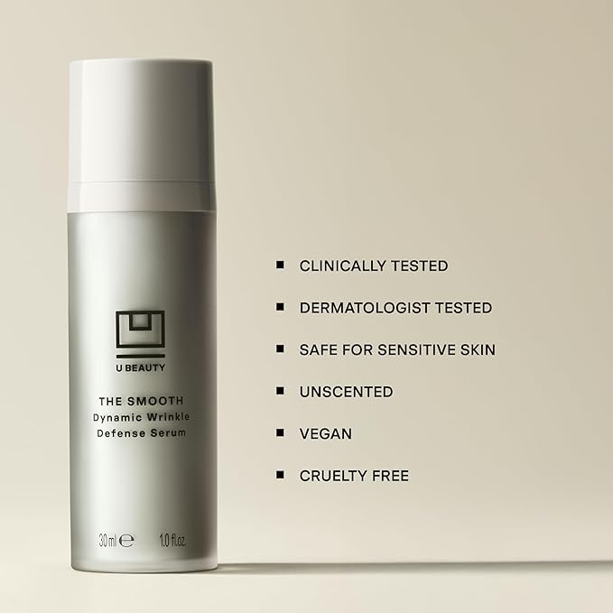 U Beauty The SMOOTH Dynamic Wrinkle Defense Serum - Multi-Peptide Complex, Copper Peptides, Retinol, Centella Exosomes, Vegan Silk Protein for Visible Wrinkle Reduction, Firming & Hydration, 15ml