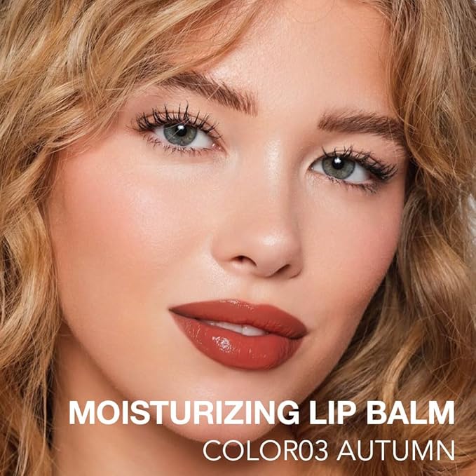 HHLTOH 1Pcs Tinted Lip Balm Moisturizing Lipstick – Warm Orange Brown Sheer Hydrating Lip Color for Dry Lips – Nourishing Lip Balm for All Women with a Subtle Natural Scent (S03 Autumn)