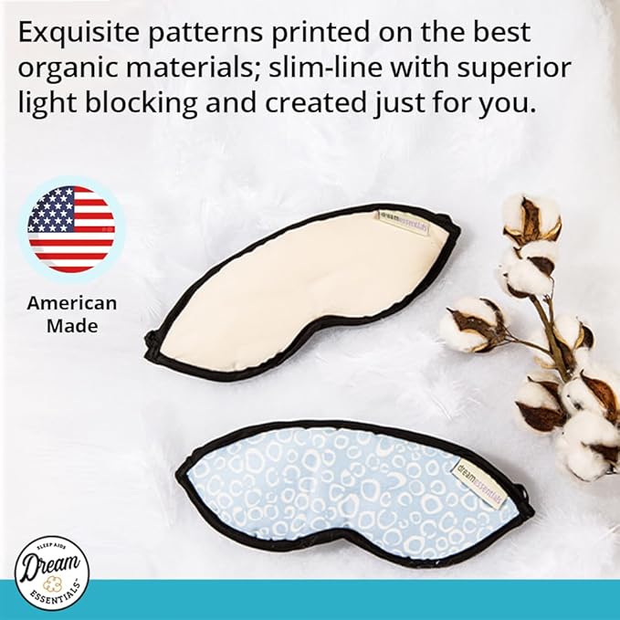 Dream Essentials® Natura Organic Cotton Sleep Mask (Midnight Black) Made in The USA
