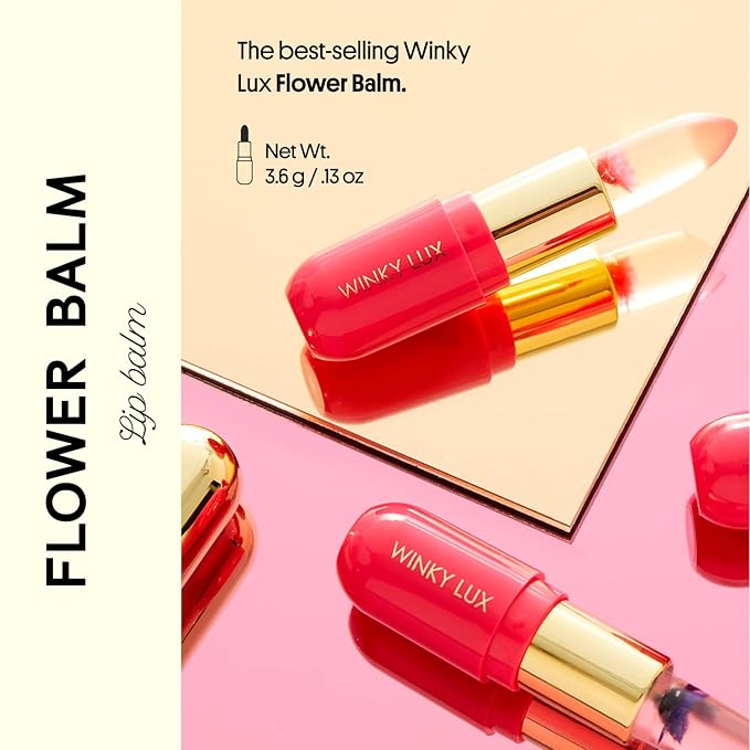 Winky Lux Flower Balm, pH Lip Balm, Color Changing Lipstick and Tinted Lip Balm Stain, Vegan & Cruelty Free Hydrate & Plump, Sheer Pink Lipstick, Purple Flower