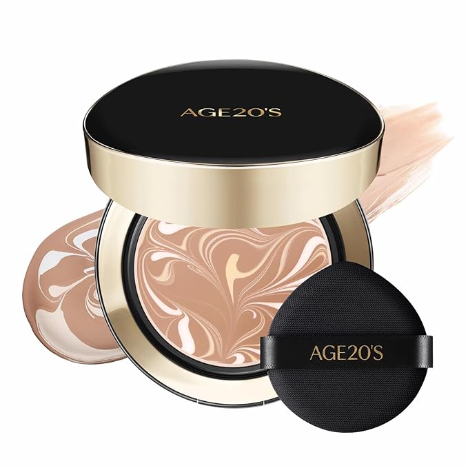 [Vegan] AGE20'S Signature Essence Pact | Pack of 1 | 25N SAND | Korean Cushion Foundation | Cream Foundation, Dewy & Glow Finish, Natural Coverage, SPF 50+